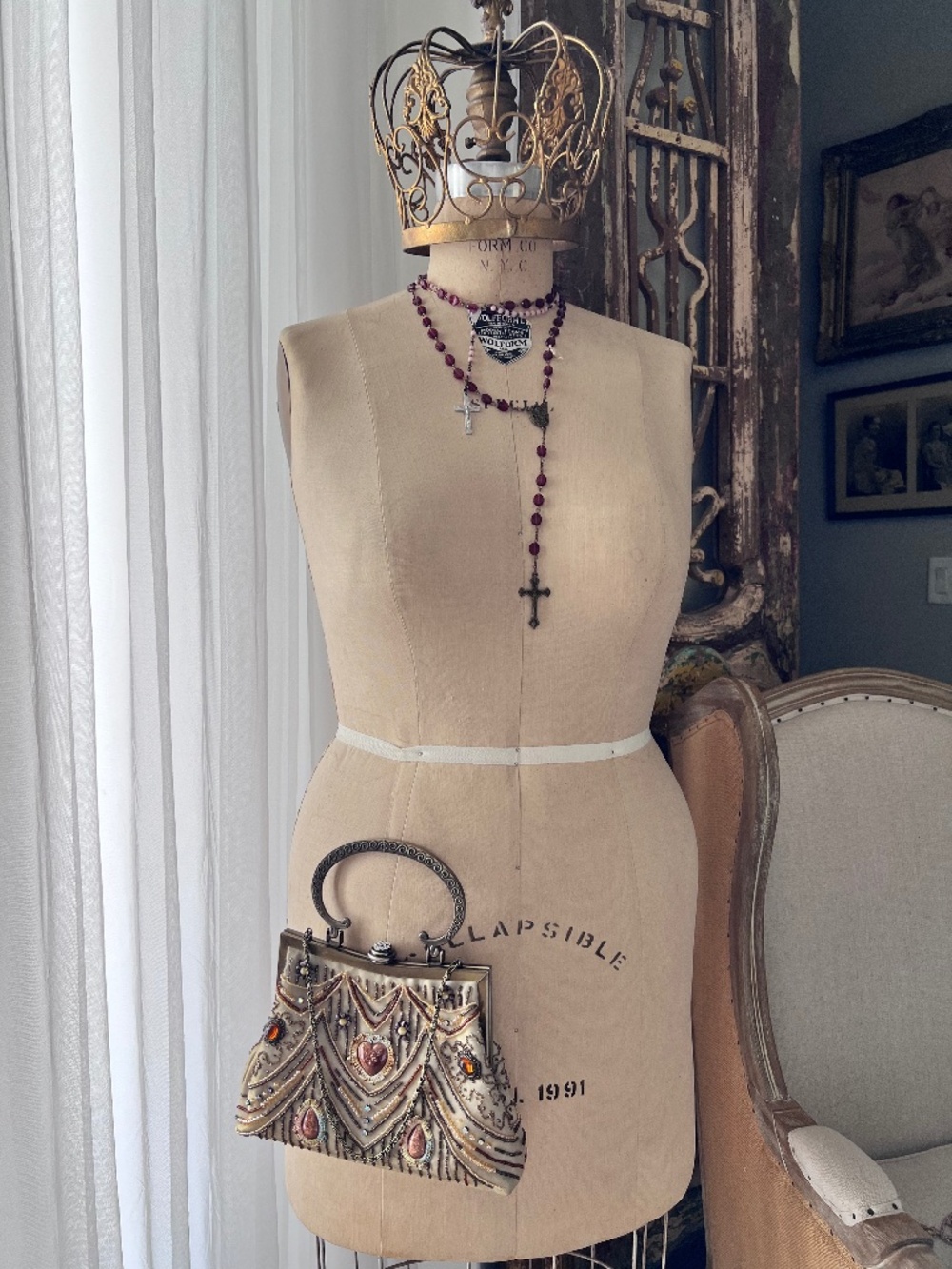 Vintage Beaded Cabochon Bag